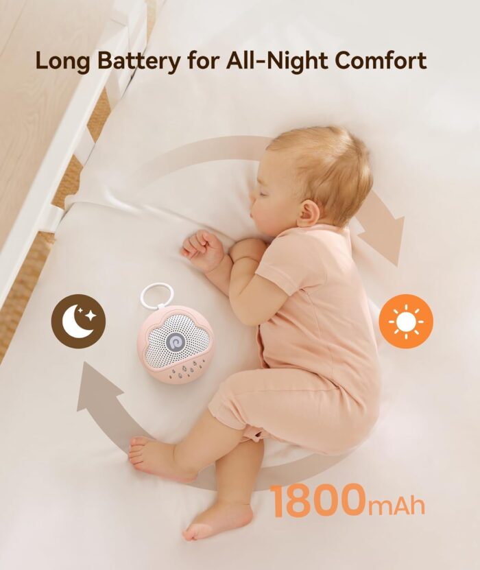 Dreamegg White Noise Machine with Cute Silicone Protective Cover- Portable Sound Machine for Baby Adult, 21 Soothing Sounds for Sleeping, Rechargeable Sleep Aid for Home Travel Nursery Gift Pink - Image 5