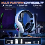 Garlo Wireless Gaming Headset with 7.1 Surround Sound & 60H+ Hrs, 2.4GHz/Wired/Bluetooth Gaming Headphones with USB and Type-c, RGB Over Ear Headphones for Pc, Ps4, Ps5, Switch, Laptop, Mobile, Mac - Image 7