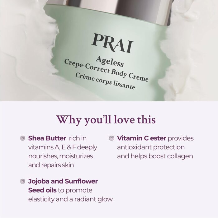 PRAI Beauty Ageless Crepe-Correct Body Creme - Anti-Aging and Anti-Wrinkle Body Cream for Crepe Skin - Body Skin Care Products for Ageless-Looking Skin - 4 Oz - Image 4