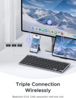 UGREEN Wireless Keyboard 3 Device Bluetooth&2.4G Slim Silent Keyboard with Scissor-Switch Design, 250-Day Battery Life, 4°-9° Adjustable Stand, Compact Portable Keyboard for Mac,iPad, Windows, Android - Image 4