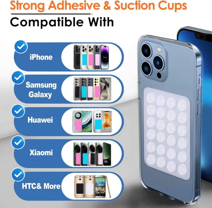 2Pcs Suction Phone Case Mount, Silicone Phone Suction Grip Compatible with iPhone and Android Cases, Anti-Slip Hands-Free Mobile Accessory Holder, Sticky Phone Grip for Tiktok Videos and Selfies - Image 5