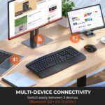 MEETION Wireless Keyboard and Mouse, 2.4G & Bluetooth Keyboard Mouse Combo, Full Size Keyboard with Wrist Rest, Swing Wheel Silent Optical Mouse, USB-A Reciver, for Windows/Mac/Computer/Laptop, Black - Image 2