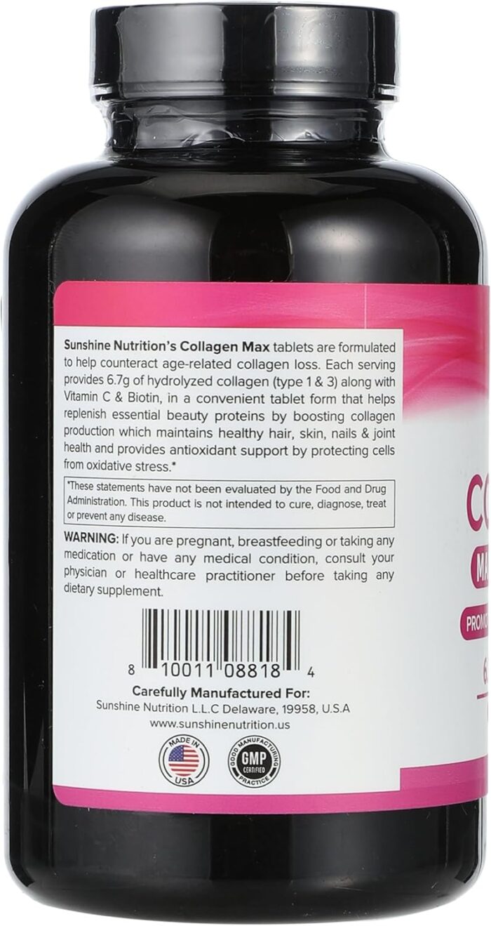 Sunshine Nutrition Collagen Max Tablets with Vitamin C & Biotin I Supports Radiant & Youthful Skin - Image 2