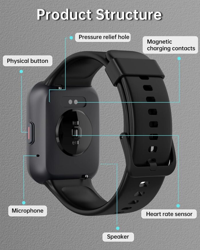 VRPEFIT Smart Watch for Men [Answer/Make Call], 1.7" Touchscreen Fitness Tracker with Heart Rate Blood Oxygen Sleep Monitor Compatible with iPhone & Android, Alexa Built-in, IP68 Waterproof Watch - Image 9