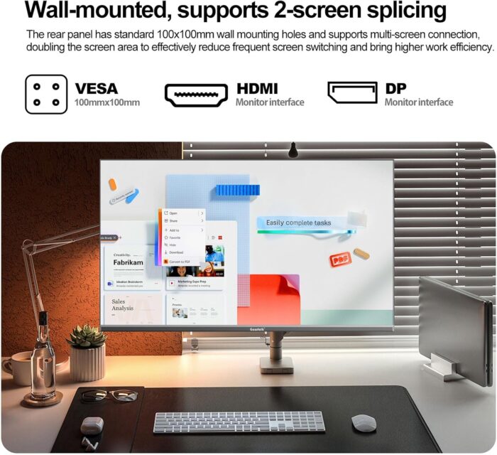 Gawfolk 32 Inch Monitor UHD 60Hz Gaming Monitor 4K(3840×2160) Ultra-Thin Frameless Computer Display Screen 100% sRGB 300cd/m² Suitable for entertainment, office, video, and picture design - Image 7