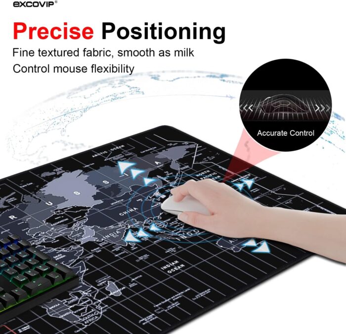 EXCOVIP Gaming Mouse Pad XXL,Anti-Skid 900x400mm Mouse Pads Extended Large Desk Pad World Map Keyboard Mousepad (Upgrade Version) 9640 - Image 6