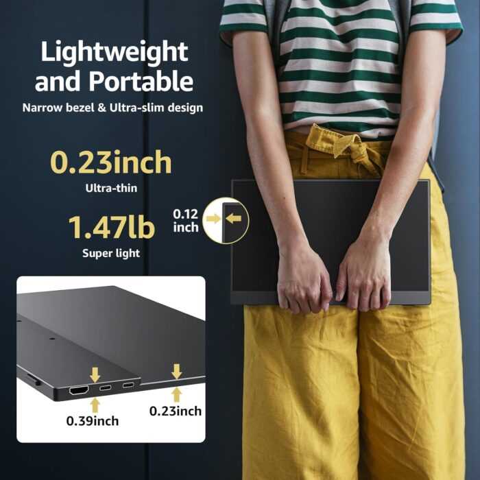 cocopar USB-C Portable Monitor - 15.6 Inch 1080P FHD HDR Zero Frame USB-C Computer Display with Dual Type-C HDMI for Laptop PC Mac Surface PS4/5, with Smart Cover - Image 6