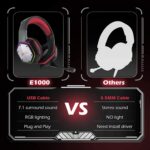 EKSA Gaming Headset PC Headset with 7.1 Surround Sound, Noise Canceling Over Ear USB Wired Headphones with Mic & RGB LED Light, Gaming Headphones Compatible with PS5, PS4, Mac, Laptop (E1000-Red) - Image 5