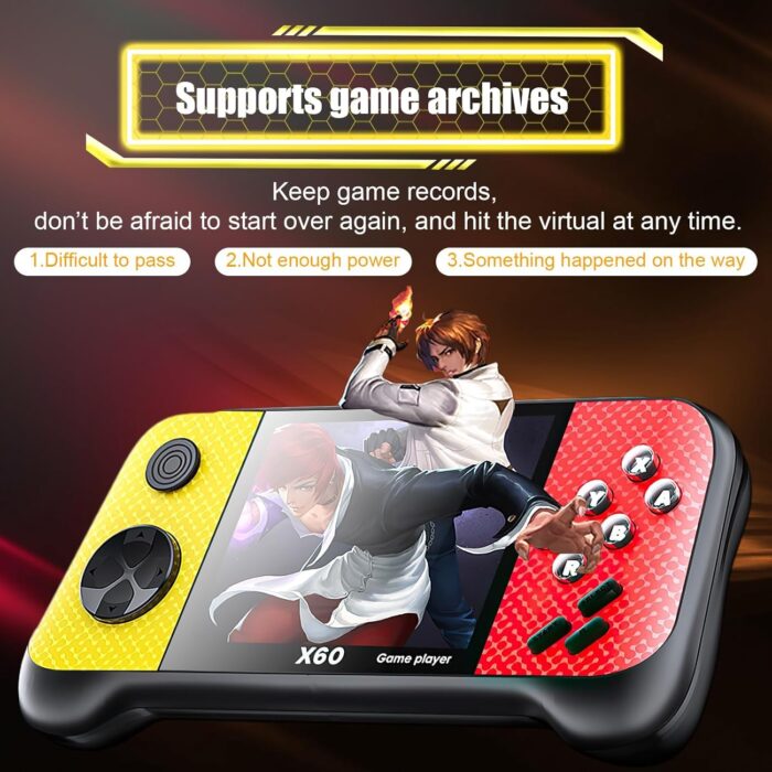 KASTWAVE Handheld Game Console, Retro Game Console Built-in 4849 Classic Games, 3.5-inch TFT LCD Screen, 10 Emulators, MP3/MP4/Ebook - TV OUT - Portable Game Player with 2 Gamepads - Image 6
