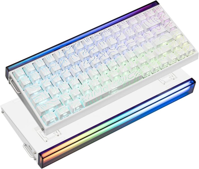 EPOMAKER Aula Hero84 HE Wired Hall Effect Keyboard with RGB Lightbox, 0.01mm Adjustable Actuation, 8KHz Polling, 0.125ms Latency, Snap Key, SOCD, Magnetic Gaming Keyboard (White Topographic)