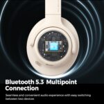 SoundPEATS Space Hybrid Active Noise Cancellation Headphones, Over Ear Headphones with 123H Playtime, Wireless Bluetooth Headset with Deep Bass, Hi-Res Audio, Multipoint Connection&App Customize EQ - Image 6