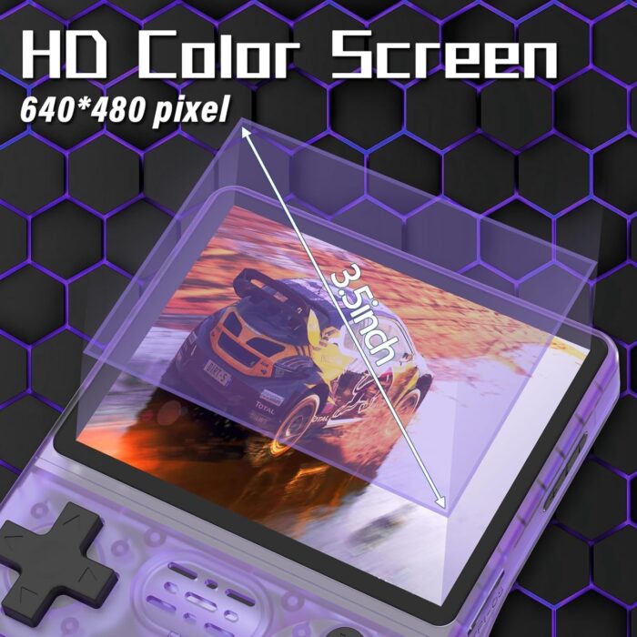 R36s retro Handheld Gaming Console with 64G Cards, Portable Retro Game Consoles Linux Gaming System Emulator 3.5-Inch IPS Screen (Purple-A) - Image 2