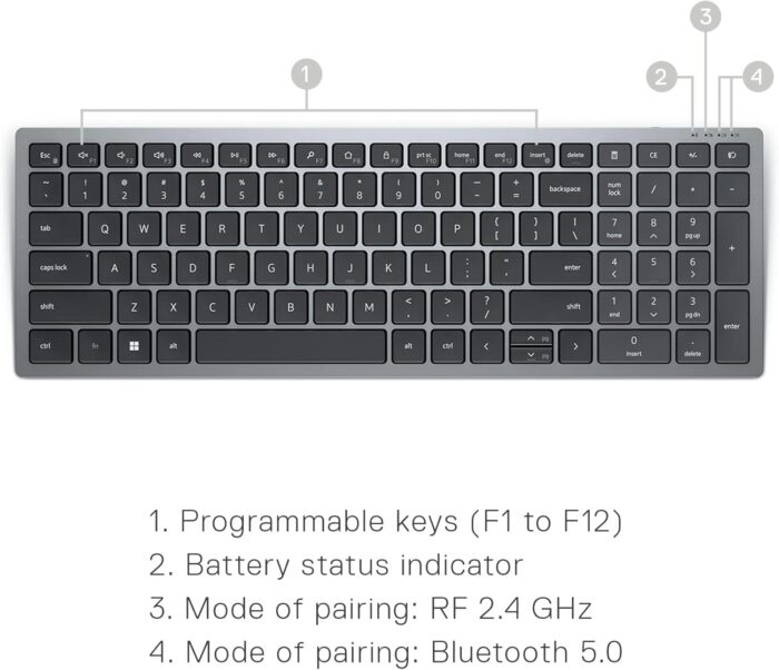 Dell Multi-Device Wireless Keyboard & Mouse Combo - KM7120W - Image 4