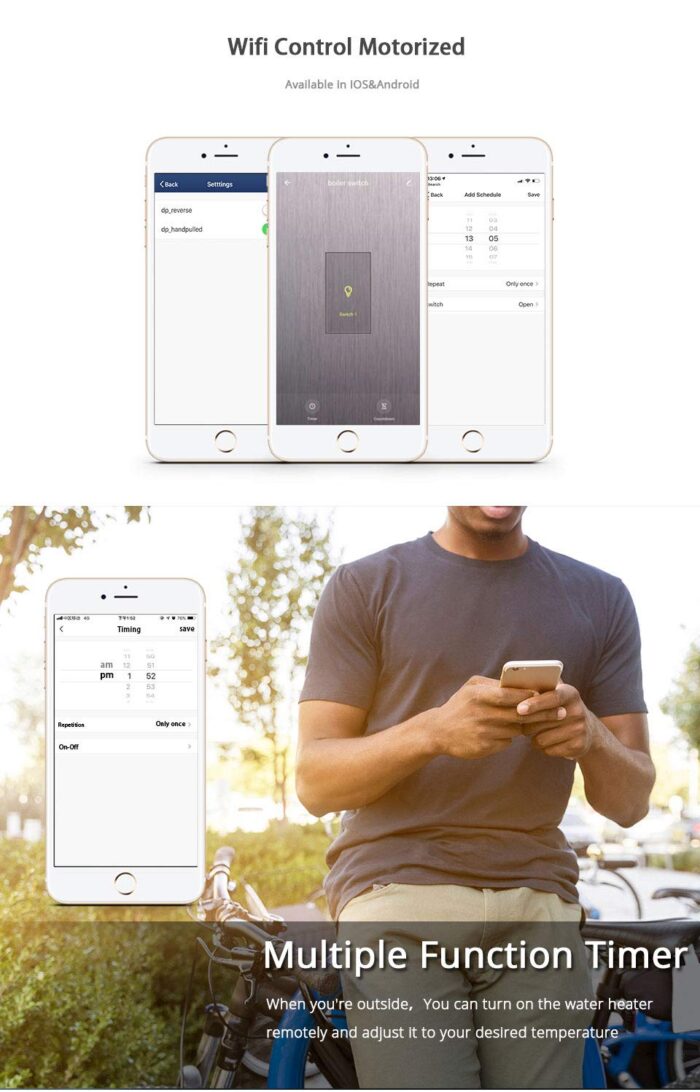 Matter Smart Light Switch, 2.4GHz WiFi Light Switch, Wall Switches Compatible with Apple Home,Alexa and Google Home, Matter + Tuya APP Control (20A-Tuya(No Matter), White) - Image 4