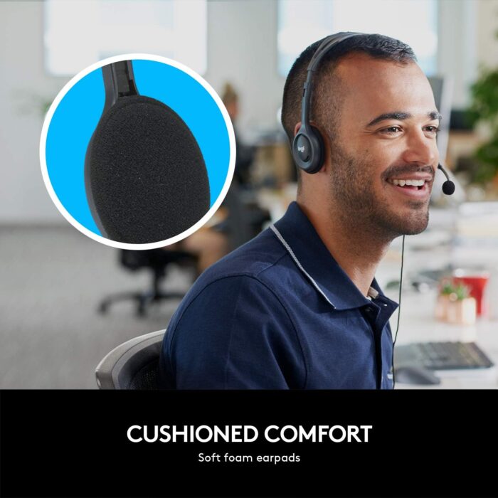 Logitech H111 Wired Headset, Stereo Headphones with Noise-Cancelling Microphone, 3.5 mm Audio Jack, PC/Mac/Laptop/Smartphone/Tablet - Black - Image 3