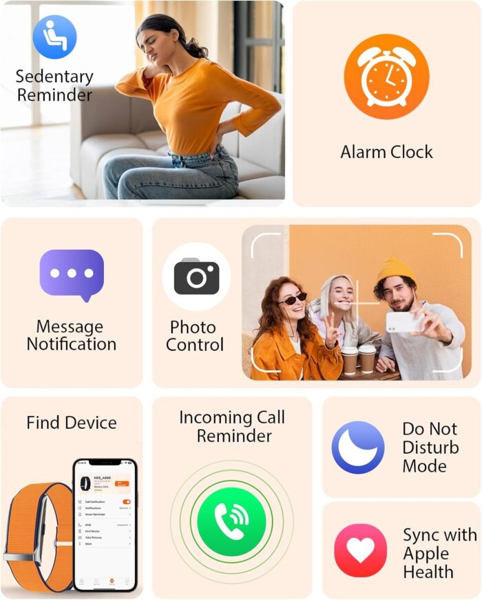 Smart Bracelet, Wearable Activity & Fitness Tracker Band, 24H Sleep Tracker, All-Day Continuous Heart Rate Blood Pressure Stress HRV Monitor, 120+ Sport Modes Smart Wristband with 2 Bands, Free APP - Image 7