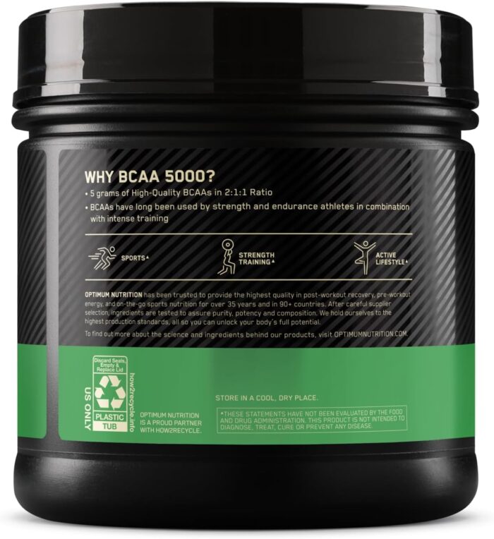 Optimum Nutrition (ON) Instantized BCAA Powder, Unflavored, Keto Friendly Branched Chain Essential Amino Acids Powder, 345 Grams, 60 Servings - Image 7