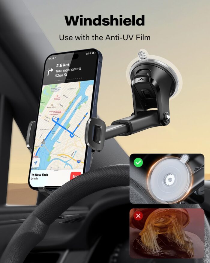 APPS2Car Car Phone Holder Car Holder Mobile Universal 360 Mobile Stand for Car Dashboard Windshield Compatible for 4.7-6.8 iPhone 15/14/13 series Samsung and More - Image 6