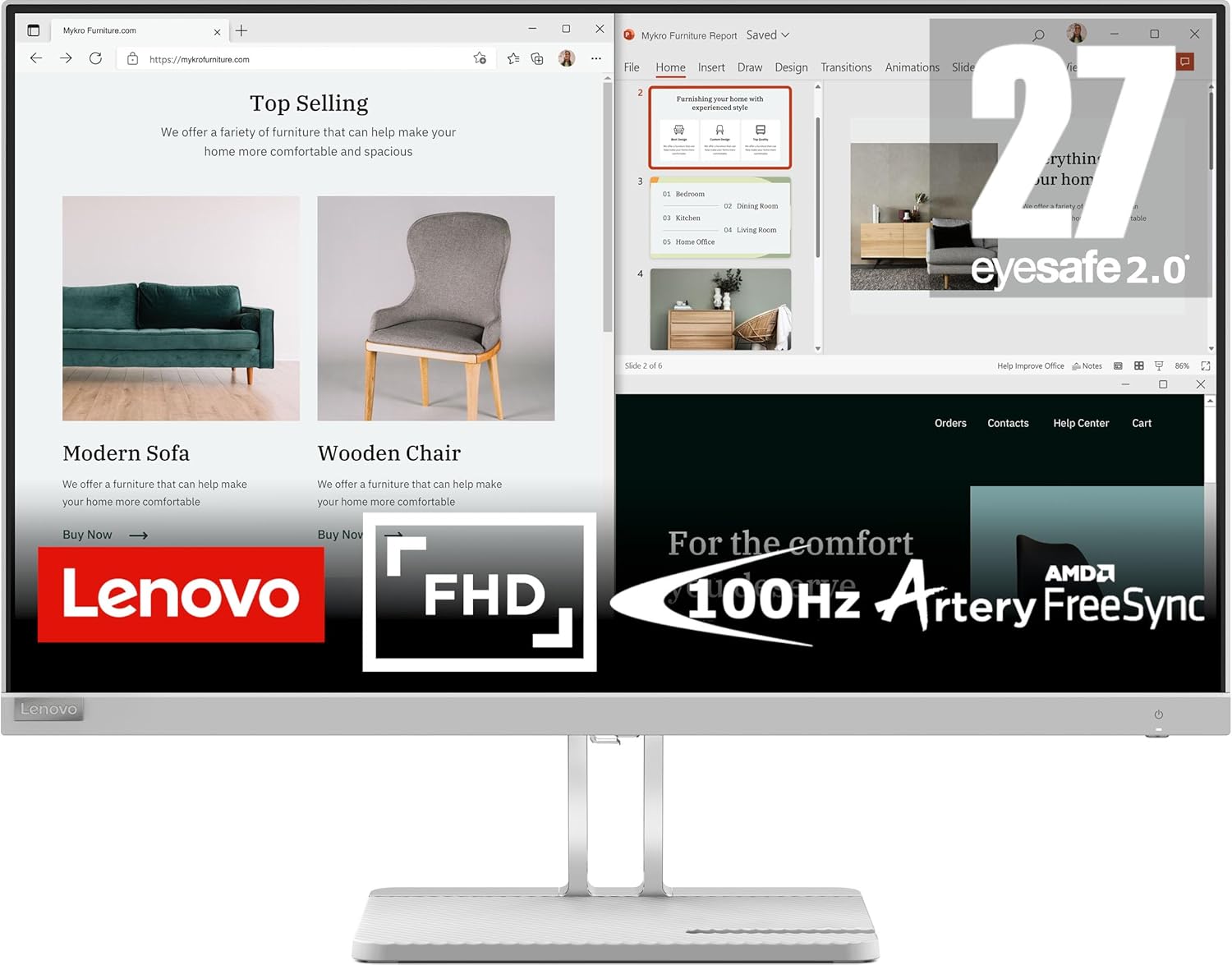 Lenovo L27e-40 27 Inch VA FullHD 100Hz Anti-glare Monitor With HDMI, VGA, AMD FreeSync,Tilt Stand-Cloud Grey Lenovo L27e-40 27 Inch VA FullHD 100Hz Anti-glare Monitor With HDMI, VGA, AMD FreeSync,Tilt Stand-Cloud Grey