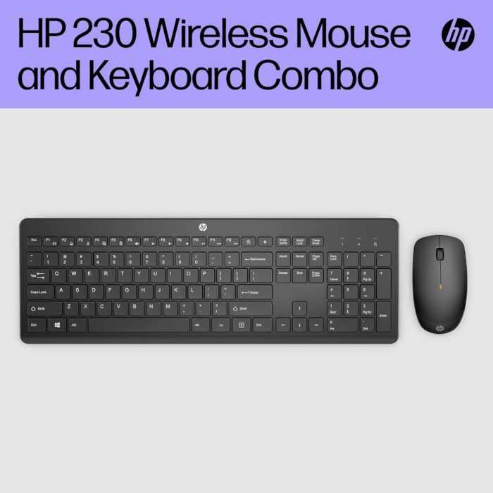 HP 230 Wireless Keyboard and Mouse Combo Set, 2.4 GHz Wireless USB-A Nano Receiver, Up to 1600 dpi, Up to 16 Months Battery Life - Black, 18H24AA#ABU, 18H24AA - Image 2