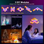6 Pieces LED Wall Hexagon Lights with Remote Control,Smart LED Wall Light Panels Touch-Sensitive RGB Gaming Night Lights Mood Lightning DIY Module for Gaming Setup/Home Bar Party Decor (V3) - Image 4