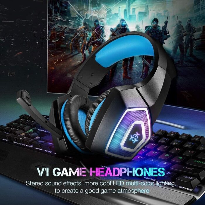 U UiiSii PC Gaming Headset with Microphone Wired Xbox Headset with mic PS4 Gaming Headphones with Microphone Gamer PS4 Headset with Mic Stereo Sound & LED Light Noise Cancelling for Switch Computer - Image 8