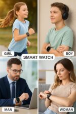 Smart Watch for Girls Boys Teens Men Women with Blood Pressure Monitor Fitness Tracker Call and Message Notification - Compatible with Android & iOS (Black) - Image 3