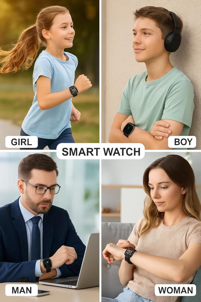 Smart Watch for Girls Boys Teens Men Women with Blood Pressure Monitor Fitness Tracker Call and Message Notification - Compatible with Android & iOS (Black) - Image 3
