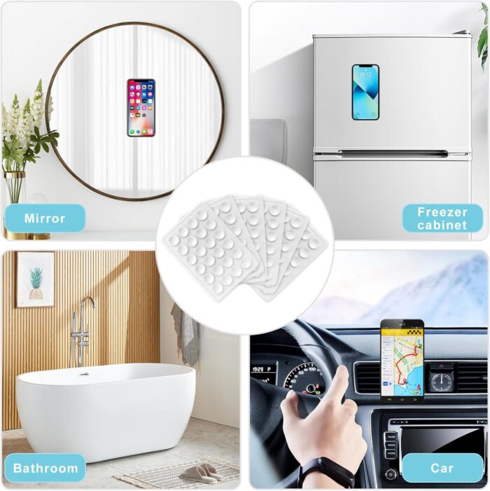 YEESON 6 Pcs Silicone Suction Phone Case Adhesive Mount, Sillicon Adhesive Phone Compatible with iPhone and Android, Anti-Slip Hands-Free Fidget Toy Phone Holder for Selfies and Video (White) - Image 7