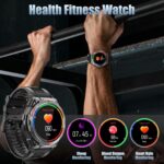 Jdcrsj Military Smart Watch, 1.52-Inch Smartwatch with Text and Call, Heart Rate, Blood Oxygen, and Activity Trackers - Compatible with iPhone and Android, for Men and Women (Classic, Black) - Image 4