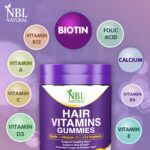 NBL Natural Hair Vitamins 60 Gummies Supplement with Vitamin C, Biotin & Folic Acid Supports Hair Growth, Hair Loss, Healthy Hair, Skin & Nails | Hair Multivitamins Supplements for Men Women's - Image 5