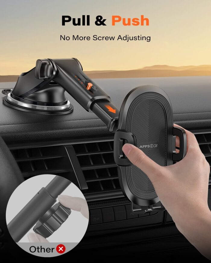 APPS2Car Car Phone Holder Car Holder Mobile Universal 360 Mobile Stand for Car Dashboard Windshield Compatible for 4.7-6.8 iPhone 15/14/13 series Samsung and More - Image 2