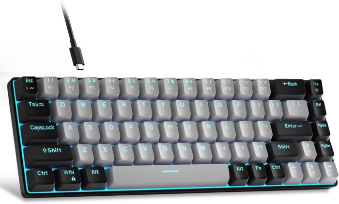 MageGee Portable 60% Mechanical Gaming Keyboard (Grey/Blue Switch)