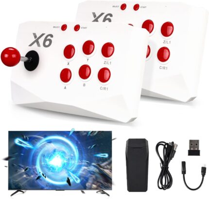 NALACAL Classic Retro Gaming Console, Plug and Play Video Game, Wireless ArcadeStick Controllers Built in 20000+ Games, 4K HD HDMI Output, 15 Classic Emulators, with Dual 2.4G Wireless Controlle