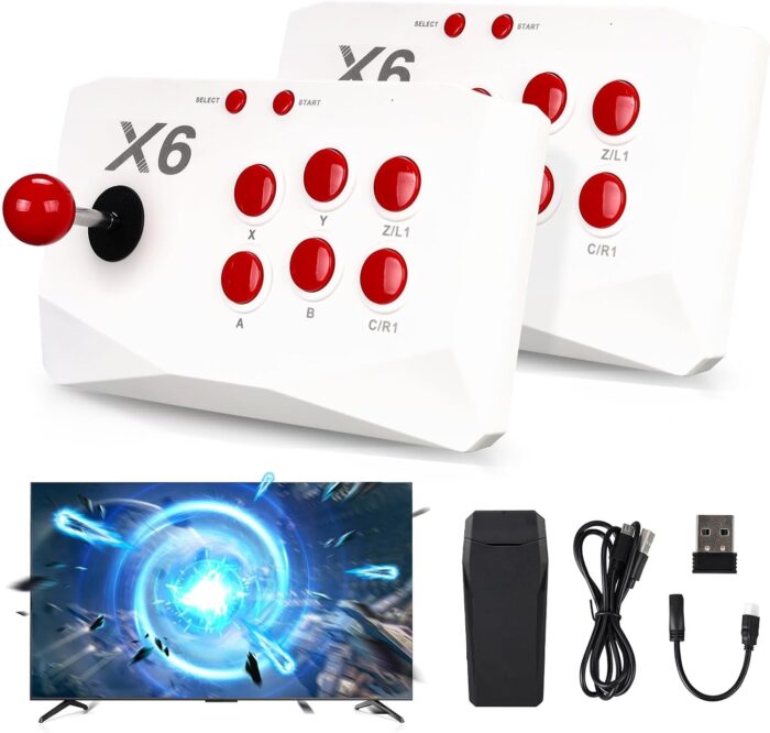 NALACAL Classic Retro Gaming Console, Plug and Play Video Game, Wireless ArcadeStick Controllers Built in 20000+ Games, 4K HD HDMI Output, 15 Classic Emulators, with Dual 2.4G Wireless Controlle