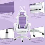 Vinsetto Racing Gaming Chair, Reclining PU Leather Computer Chair with Removable Rabbit Ears, Footrest, Headrest and Lumber Support, Purple - Image 8