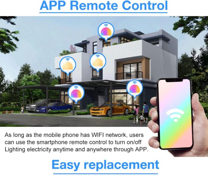 Sky-Touch Smart Light Bulb, Multi Color Changing Dimmable Smart Wifi And Bluetooth Compatible With Alexa And Google Home Assistant, 10W - Image 8