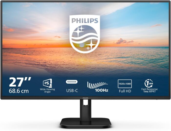 PHILIPS 27E1N1300A - 27 Inch FHD Monitor, 100Hz, IPS, 1ms, USB-C Power delivery, Speakers, LowBlue Mode, FlickerFree (1920 x 1080, 250 cd/m², HDMI 1.4 / USB-C) - Image 2