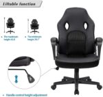 Furmax Office Desk Leather Gaming, High Back Ergonomic Adjustable Racing Task Swivel Executive Computer Chair Headrest and Lumbar Support (Black) - Image 6