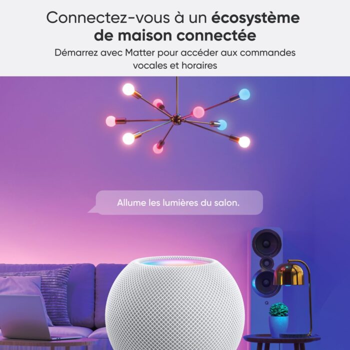 Nanoleaf Matter Essentials 2 Pack Wifi Smart LED Bulbs E27 Smart RGBW Smart Lights, Custom Timetables, App/Voice Control (Compatible with Alexa, Apple, Google), Living Room Office Gaming - Image 7