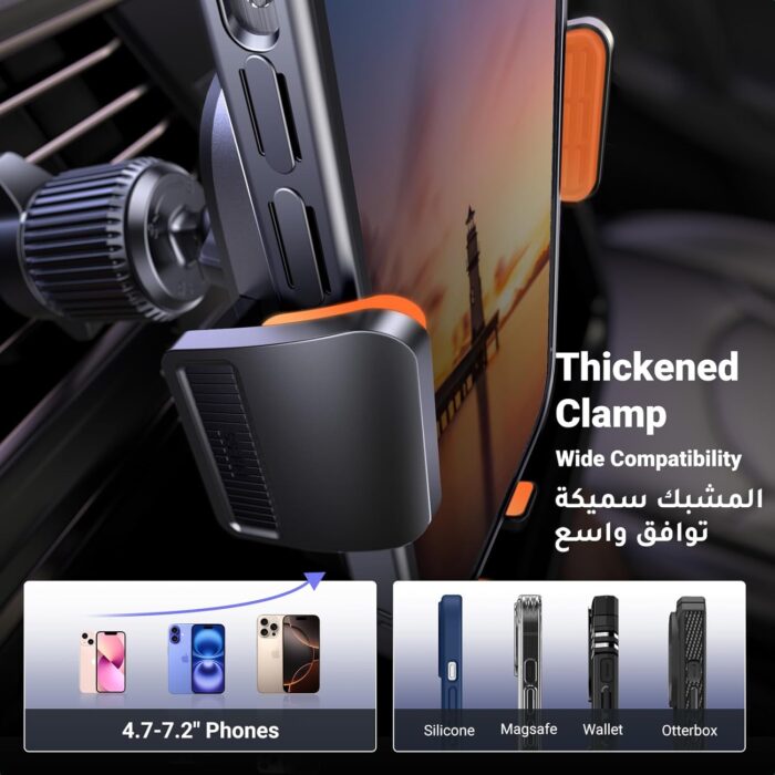 UGREEN Car Phone Holder Car Mount, [Upgraded 4-in-1 Dashboard/Air Vent/Windscreen], [One-button Release], Metal Hook Mobile Holder, Fit for iPhone 16/15/14, Samsung S25/24/23, 4.7-7.2" Accessories - Image 6