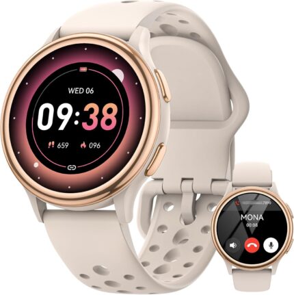 little meatball Fitness Tracker Smartwatch for Women, 1.27 Inch, 400+ Watch Faces, Calls, Female Health Tracking, 70+ Sport Modes, Heart Rate Monitor, iPhone & Android Compatible (Starlight)