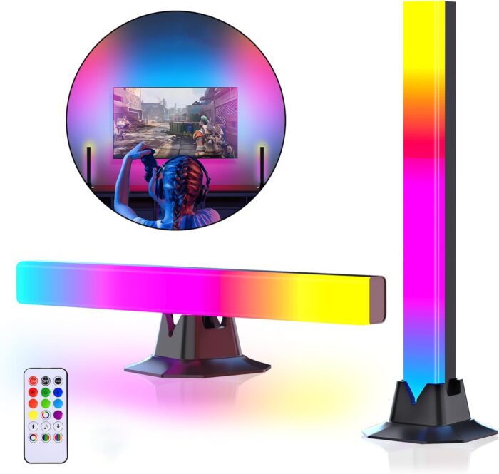 MAKINGTEC RGB LED Lights Bar-Music Sync RGB Desk Light-Gaming Lights for Room, with Infrared Remote Control, Power Adapter, and 74 in/190cm USB Powered Wire, for Bedroom Atmosphere and TV PC Monito
