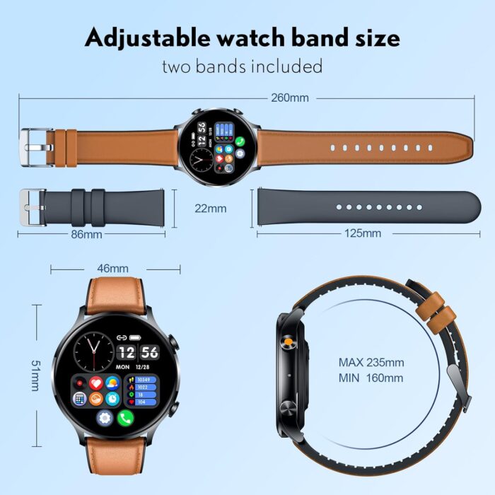 Smartwatch, Fitness Watch, Bluetooth Calling - 1.39 inch Men's Smartwatch with Heart Rate Oxygen Blood Pressure, Sleep Monitor, 114 Sports Modes, Pedometer, Activity Tracker, Compatible with Android - Image 7