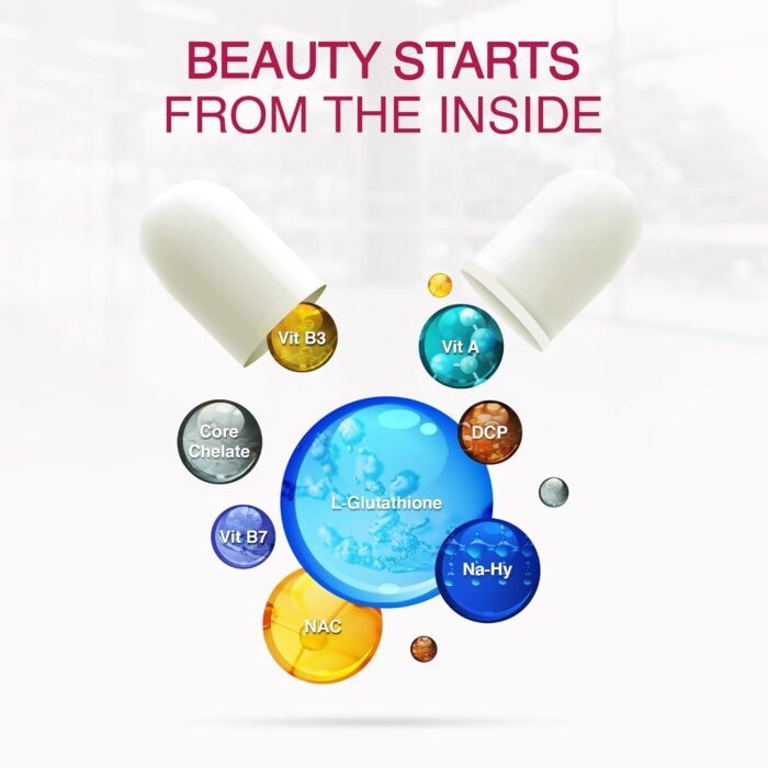 6SKINS® 6in1 Beauty Elixir with L-Glutathione 510mg, NAC 102mg & Hyaluronic Acid 150mg Glutathione Supplement with 4x Absorption - Immune & Liver Support, Powerful Antioxidant for Skin - 60 Capsules - Image 7