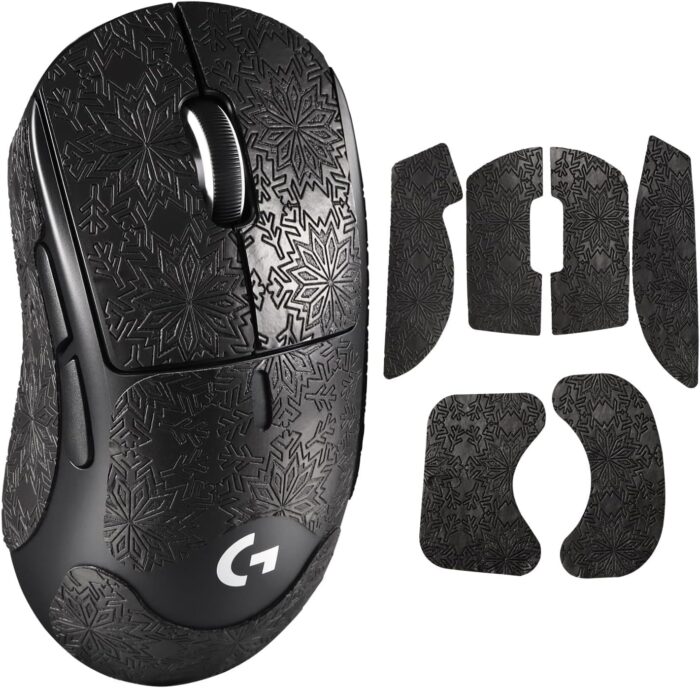 OSHIMA Anti Slip Mouse Tape, Superlight Wireless Gaming Mouse Skin for Logitech G Pro X Superlight Superlight 2 Wireless Gaming Mouse Skins Snow Pattern Sweat Resistant Cut to Fit Easy to Apply