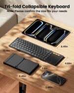 ProtoArc Foldable Keyboard with Touchpad, XK01 TP Folding Portable Keyboard, Full Size Keys, Large Trackpad Bluetooth Travel Keyboards for iPad Laptop PC Tablets -Black - Image 3