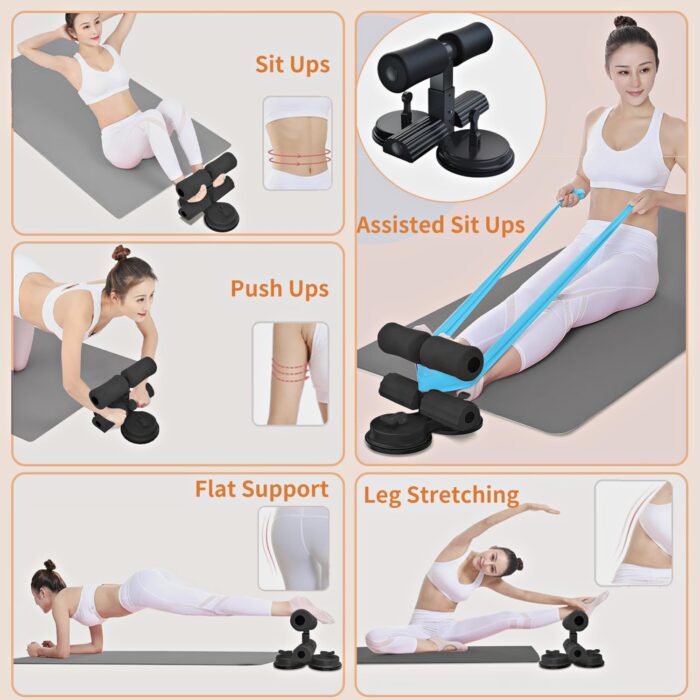Double Self-Suction Sit Up Stand & Push Up Bar Set, Strength Training Push Up Handle, Sit-up Fitness Equipment with Foam Handle and Rubber Suction, Perfect for Floor Home Exercise, Gym & Press Fitness - Image 4