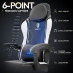Dowinx Gaming Chair with Pocket Spring Cushion for Adults, Ergonomic Computer Chair with Footrest and Massage Lumbar Support, High Back Leather Game Chair for Office, Gaming, 300LBS, White - Image 6