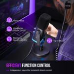 FIFINE XLR/USB Dynamic Microphone for Podcast Recording, PC Computer Gaming Streaming Mic with RGB Light, Mute Button, Headphones Jack, Desktop Stand, Vocal Mic for Singing YouTube-AmpliGame AM8 - Image 8